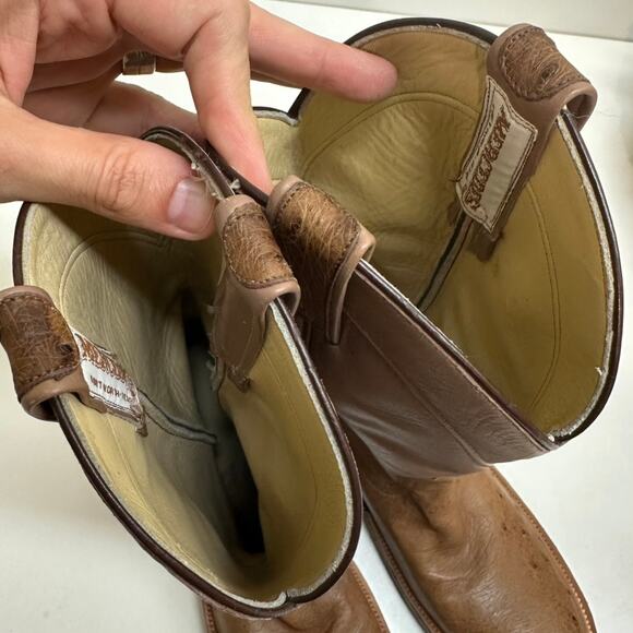 EXCELLENT Rios of Mercedes Brown Full Quill Ostrich Roper Exotic Boot 7.5 Narrow main image 9